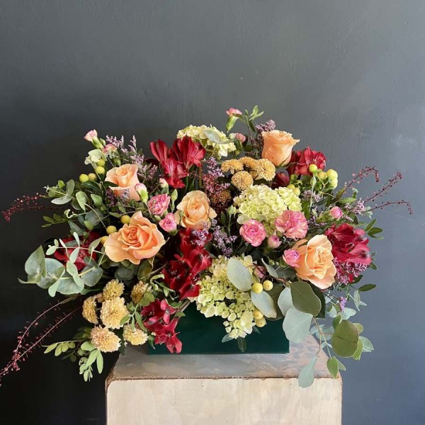 Flores en caja de terciopelo