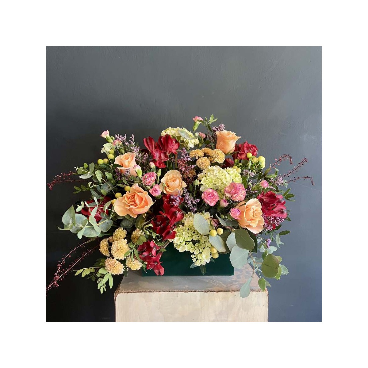 Flores en caja de terciopelo
