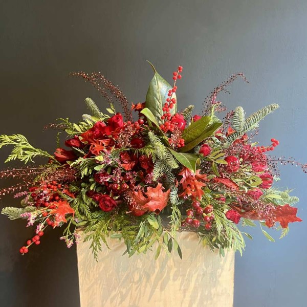 Taller centro de flores de Navidad