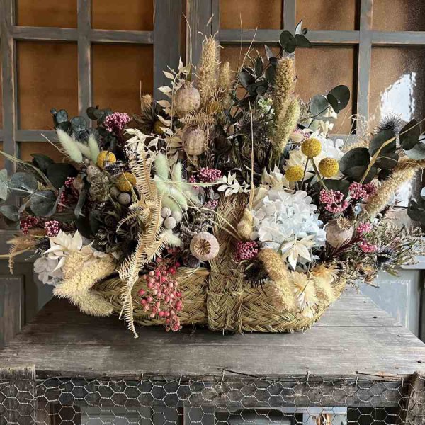 Capazo grande flores preservadas