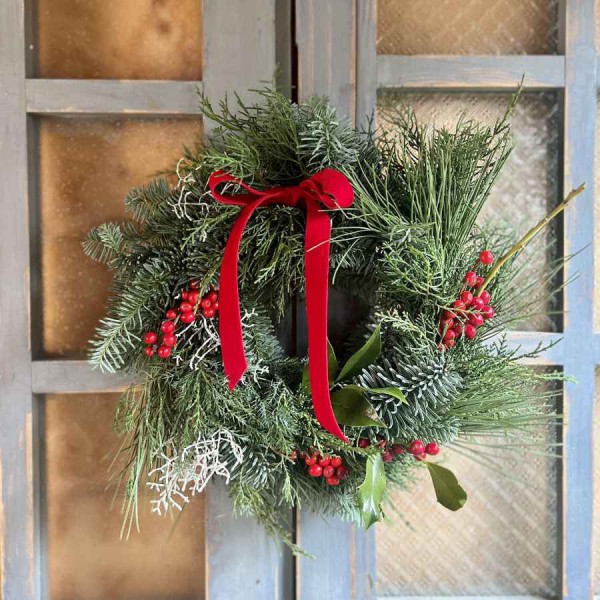 Corona Navidad acebo rojo