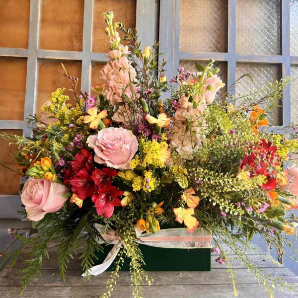 Caja terciopelo flores colores otoñales