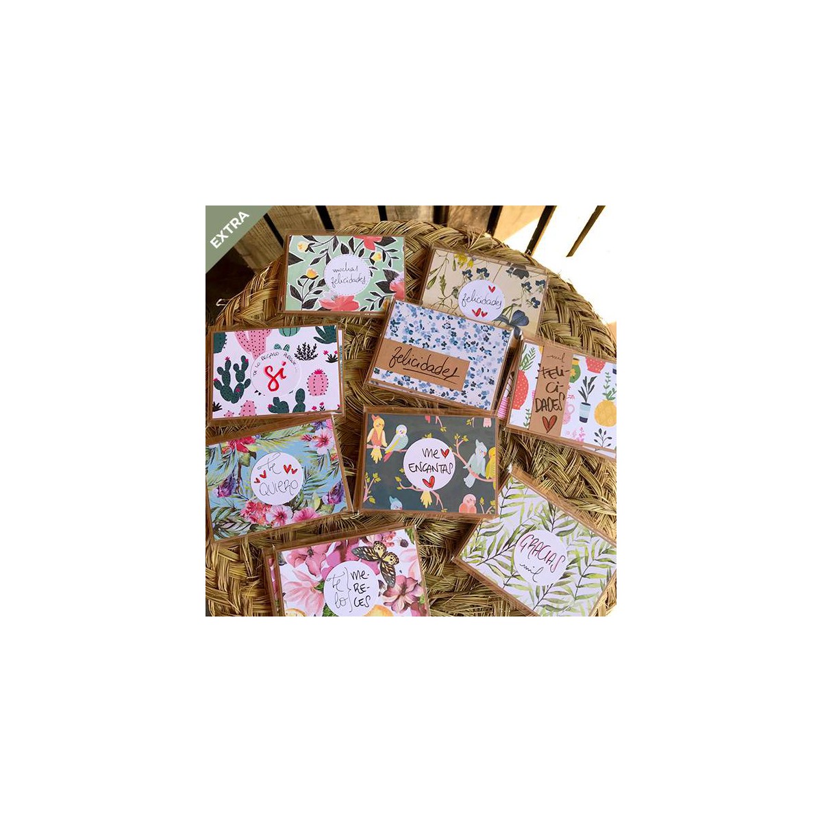 Flores alegres en sombrerera