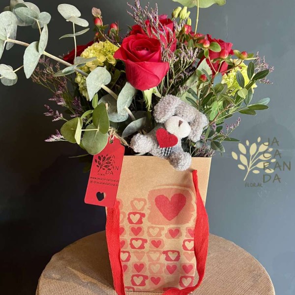 Flores san Valentín con peluche